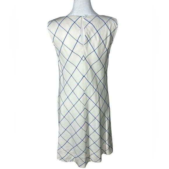Anthropologie Maeve Off White & Blue Grid Mini Pinafore School Girl Dress Sz 4 - Picture 12 of 13